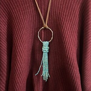 Turquoise Beaded Necklace with Silver Accents